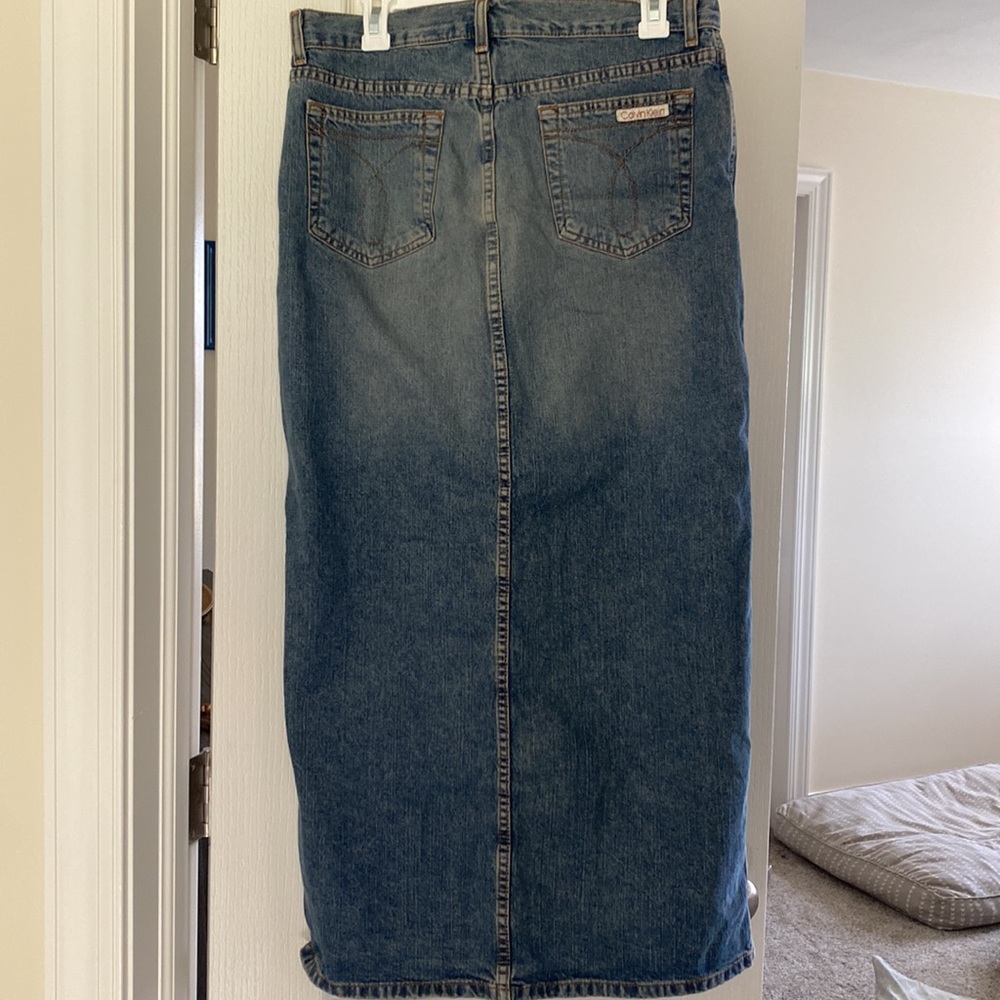 Calvin Klein Front Slit Jean Dress - Picture 3 of 5